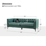 Capsa 84″ Vegan Leather Tufted Sofa – Mid-Century Glam, Durable & Breathable