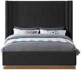 Halton Contemporary Bed with Stylish Brushed Gold Base and Luxurious Boucle Fabric Design