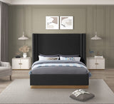 Halton Contemporary Bed with Stylish Brushed Gold Base and Luxurious Boucle Fabric Design