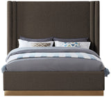 Halton Contemporary Bed with Stylish Brushed Gold Base and Luxurious Boucle Fabric Design