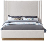 Halton Contemporary Bed with Stylish Brushed Gold Base and Luxurious Boucle Fabric Design