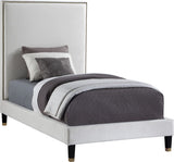 Harlie Velvet Bed - Chic Contemporary Design with Elegant Brass Nailheads & Sophisticated Style