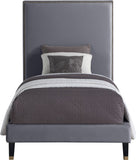 Harlie Velvet Bed - Chic Contemporary Design with Elegant Brass Nailheads & Sophisticated Style