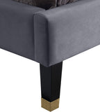 Harlie Velvet Bed - Chic Contemporary Design with Elegant Brass Nailheads & Sophisticated Style