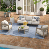 Harmonti 4-Piece Patio Conversation Set with Composite Concrete Round Coffee Tables