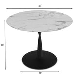 Harris 40" Faux Marble Top Round Pedestal Dining Table