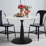 Harris 40" Faux Marble Top Round Pedestal Dining Table