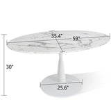 Harris 59" Modern Large Oval Faux Marble Dining Table