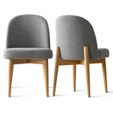 Havana Linen Upholstered Dining Chair with Solid Wood Legs (Set of 8)