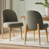 Havana Linen Upholstered Dining Chair with Solid Wood Legs (Set of 8)