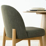 Havana Linen Upholstered Dining Chair with Solid Wood Legs (Set of 2)