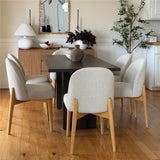 Havana Linen Upholstered Dining Chair with Solid Wood Legs (Set of 8)