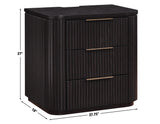 Henry Reeded 3-Drawer Nightstand with USB & Electric Outlets, Espresso Finish