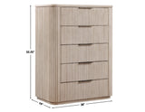Henry 5-Drawer Reeded Chest, Tan Finish