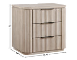 Henry Reeded 3-Drawer Nightstand with USB & Electric Outlets, Tan Finish