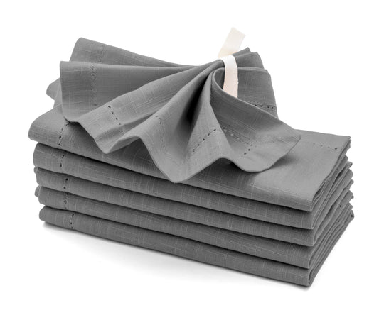Grey Cotton Napkins - Hemstitch