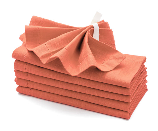 Hemstitch Cotton Napkins - Coral Napkins