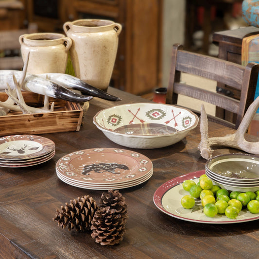Aztec Bear 14PC Melamine Dinnerware Set, 2 MOQ