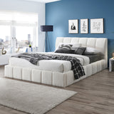Hilar White Boucle Platform Bed King Size