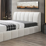 Hilar White Boucle Platform Bed King Size
