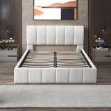 Hilar White Boucle Platform Bed Queen Size