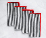 Black Striped Napkins with Red edges