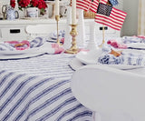 Homestead Stripe Linen Tablecloth - Round Tablecloth 60 inch