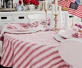 Homestead Stripe Linen Tablecloth - Round Tablecloth 60 inch