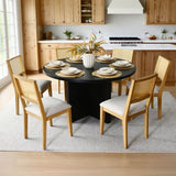 Houston 52" Round Solid Wooden Dining Table with Cross Pedestal