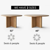 Houston 52" Round Solid Wooden Dining Table with Cross Pedestal