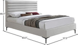 Hunter Contemporary Linen Textured Fabric Bed with Deep Tufted Headboard and Matte Black Legs