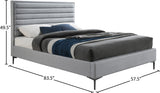 Hunter Contemporary Linen Textured Fabric Bed with Deep Tufted Headboard and Matte Black Legs