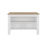 Cala Wide Kitchen Island with Spacious Tabletop, Three Open Storage Shelves, Four Sturdy Legs and Comfortable Meal Prep Workstation