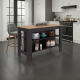 Cala Wide Kitchen Island with Spacious Tabletop, Three Open Storage Shelves, Four Sturdy Legs and Comfortable Meal Prep Workstation