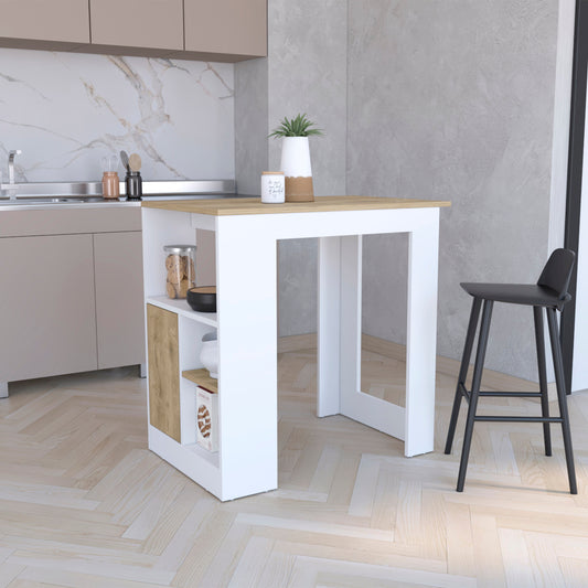 Stirling Kitchen Island with Spacious Top Surface, Push-to-Open Cabinet, Three Side Storage Shelves and Modern Multi-Functional Design for Meal Prep, Dining Convenience and Enhanced Everyday Kitchen Organization