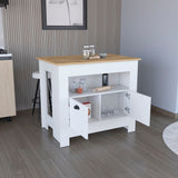 TUHOME Arlet Kitchen Island with Spacious Two-Door Cabinet Storage, Open Utility Shelf, Functional Workstation Surface, Versatile Organization Design for Modern Homes, Ideal for Enhancing Everyday Kitchen Efficiency