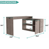 Tuhome Axis Modern L-Shaped Computer Desk with Spacious Work Surface, Open Shelving, Closed Storage Cabinet with Interior Shelves, Contemporary Corner Desk for Home Office Organization and Efficient Work-From-Home Setups