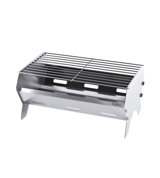 INGRILL Portable Charcoal Grill – Compact Stainless Steel Picnic BBQ, Foldable & Lightweight with Carrying Case for Camping, Tailgating & Outdoor Cooking