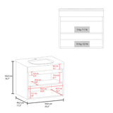 Chaux Floating Vanity, Wall-Mounted Bathroom Unit with Double Soft-Close Doors, Durable Resin Sink, Two Open Shelves for Smart Storage, Modern Bathroom Storage Solution for Small Spaces and Compact Bathrooms