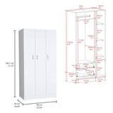 Ohio Armoire Wardrobe with 3-Doors, 2-Drawers, 4-Tier Shelves