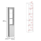 Parks Linen Bathroom Storage Cabinet with One Door and Six Shelves, Tall Freestanding Organizer for Bathroom, Living Room or Kitchen, Multi-Purpose Slim Storage Tower for Towels, Toiletries, Pantry Items and Household Organization