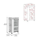 Baltimore Bar Cart with Glass Door Cabinet, Two Side Display Shelves, Spacious Serving Top and Smooth-Rolling Casters for Mobile Home Entertaining, Organized Bottle Storage and Stylish Cocktail Preparation