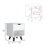 Crail Nightstand with Open Storage Shelf, Smooth-Glide Drawer, Sturdy Wooden Legs and Modern Bedside Organization for Books, Essentials and Decorative Items in an Elegant, Space-Saving Bedroom Furniture Design