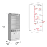 Dundee 70-Inch High Bar Cabinet with 10 Glass Slots, 5 Bottle Cubbies, 3 Open Shelves and Lower Storage Cabinet for Home Bar, Living Room or Dining Room Organization and Beverage Display