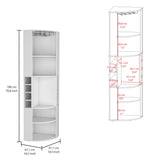 Oban Corner Bar Cabinet with Five Shelves, Eight Bottle Cubbies and Stemware Storage, Space-Saving Full-Corner Design for Home Entertainment, Multi-Level Display and Organized Beverage Storage for Modern Living Spaces