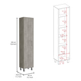 TUHOME Laska Tall Storage Cabinet with Five Interior Shelves, Integrated Broom Hangers, Wide Door Access, Metal Handle and Raised Legs, Space-Saving Multi-Purpose Organizer for Cleaning Supplies and Home Essentials