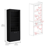 Nero 74-Inch Tall Bar Cabinet with Glass Holder Stemware Rack, 4 Shelves, 10-Bottle Wine Cubbies and Multi-Use Storage, Modern Liquor Cabinet and Home Bar Unit for Organized Display and Sophisticated Entertainment