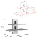 TUHOME Burgos Floating Shelf Two-Tier Wall Mounted Storage Unit with Wide Display Platforms, Integrated Cable Management System and Modern Space-Saving Design in Durable Engineered Wood for Home or Office Use