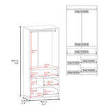 Alpine Modern Freestanding Closet Armoire Storage Console Double Door Design with Sleek Finish Featuring Interior Hanging Rod and Multiple Shelving for Versatile Wardrobe Organization