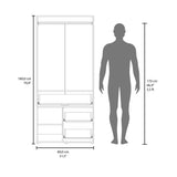 Alpine Modern Freestanding Closet Armoire Storage Console Double Door Design with Sleek Finish Featuring Interior Hanging Rod and Multiple Shelving for Versatile Wardrobe Organization